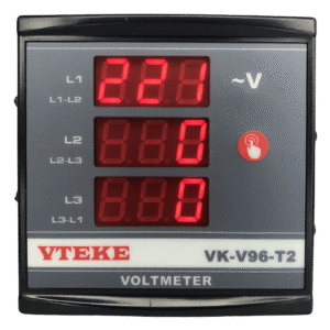 Three Phase Digital Panel Voltmeter 96 X 96 (3 displays) (VK-V96-T2)