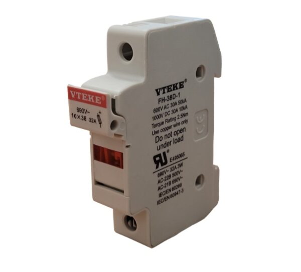 Cylindrical DIN Rail Fuse-holder 10 X 38 With LED Indication